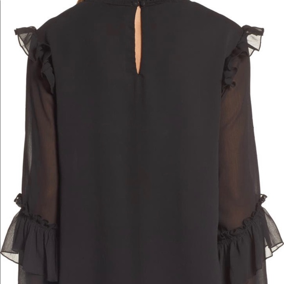 Bobeau Ruffle Sleeve Blouse - Size Small - Color Black - Picture 2 of 6
